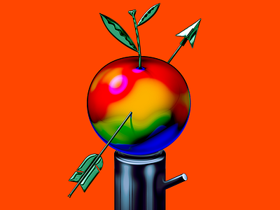 apple art editorial illustration iridescent poster