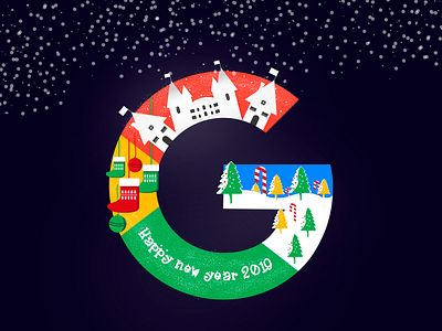 Happy new year Google christmas design google graphic happy new year illustration new year 2019 winter