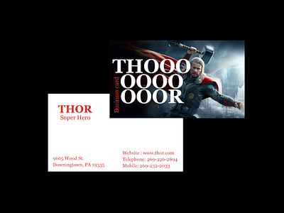 Thor business card businesscard challenge design dribbble illustration superhero warmup
