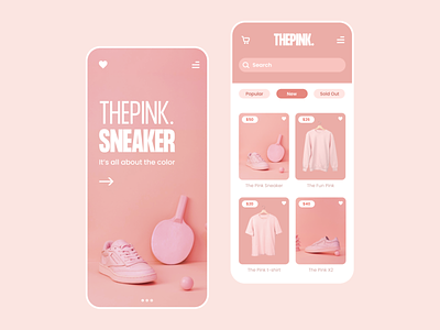 ThePink. app appdesign application ecommerce layout minimal pink shoes sneaker ui uidesign uiux