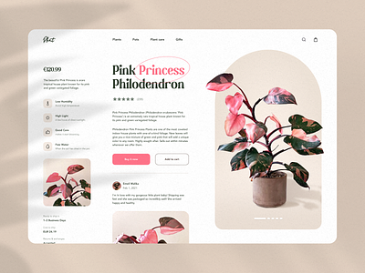 Pink Princess clean design e commerce ecommerce flower illustration layout minimal pink plant simple store typeface typography ui uidesign web