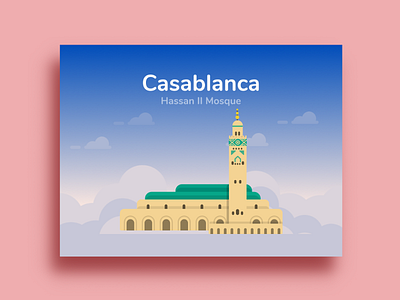 Casablanca casablanca flat hassan2 illustration minimal morocco mosque simple