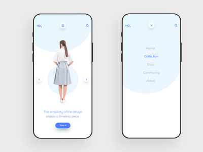 HO2 app cleann menu minimal mobile simple ui