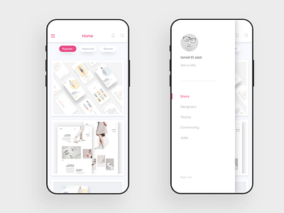 Design 3b app blog clean menu minimal mobile simple ui