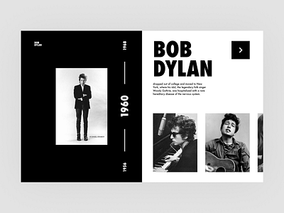 Bob dylan black bobdylan clean minimal ui uidesign web