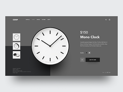 COOP Mono Clock 2019 animation clean e commerce ecommerce landing page layout minimal product shop store ui uidesign web