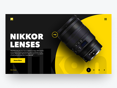 Nikkor Lenses bold font camera lens dailui nikon type typografy uidesign yellow
