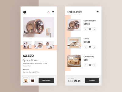 Space Plante Mobile app bed cat challenge clean dog ecommerce layout minimal pet typogaphy ui