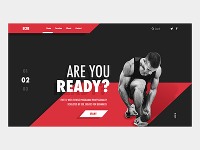 B3B dark fitness perspective red sport uidesign web design workout