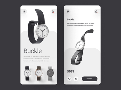 Buckle app app design clean ecommerce hiwow minimal simple watches