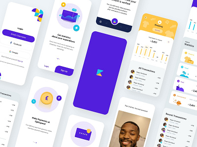 Case Study - Kard - Make payments securely and track expenses app blue case study design fintech flat ios login onboarding ui ux