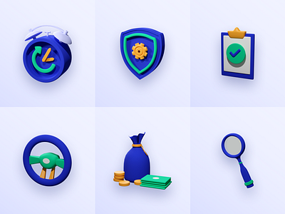 3D Icons for Yescar 3d 3d icons app car design freebies icon set iconography icons