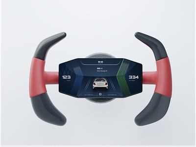 Futuristic Steering wheel display car car dashboard hmi hud speedometer steering wheel ui
