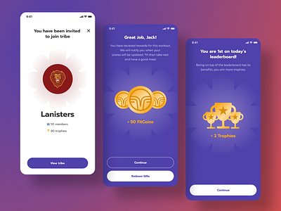 Rewards - Tribes fit app challenges fitness game gamification ios mobile prize rewards trophy workout