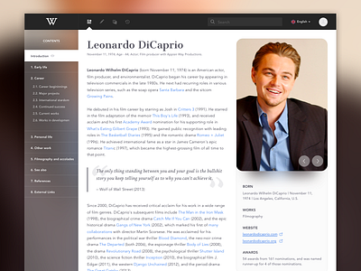 Wikipedia Redesign Concept actor clean details encyclopedia flat profile resume ui ux wikipedia