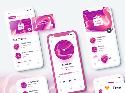 Music App UI Kit app colorscheme freebie ios music music app music player ui ui kit ux