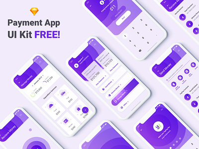 Free UI Kit - Payment App app app animation color flat free app free ui kit freebie giveaways ios payment app payments ui ui kit