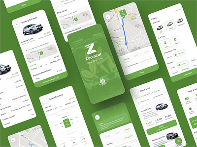 Zoomcar - A UI/UX Case Study andriod app app design car car app car rental cars case study clean design flat design flat ui green ui ux