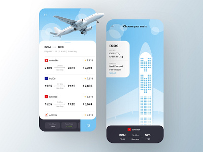 Flight booking - Seat Layout app blue clean flat flight app flight booking flight booking app flights ios app seat layout tickets travel ui