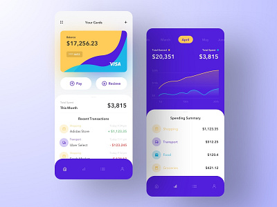 Fintech App - Cards and Analytics account analytics app clean dashboard finance finance app fintech flat graph ios payment payment app ui wallet