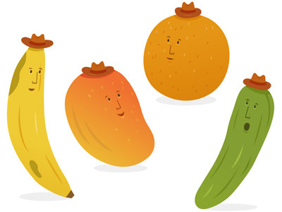 Alter Egos artwork characters digital faces five a day fruit vector vegetables