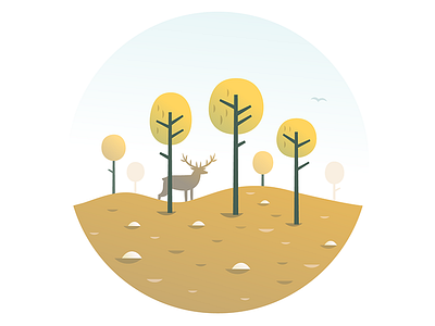 Morning Deer deer digital elk forest illustration landscape nature trees vector wildlife