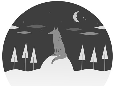 Lone Wolf canine digital dog illustration isolated night noire silhouette snow vector wolf