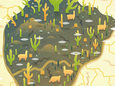 Cactus Island cacti cactus desert digital illustration island landscape llama salt flat vector
