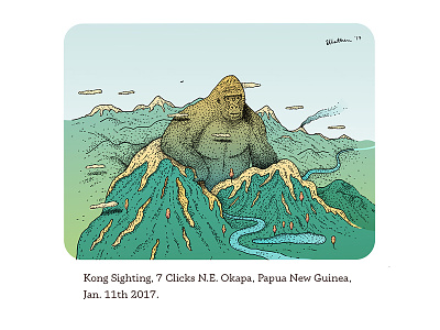 Kong Sighting Colour digital art drawing gorilla illustration ink king kong kong landscape mountains vector