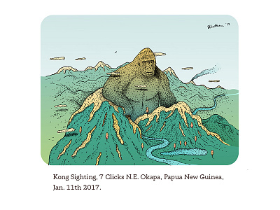 Kong Sighting Colour digital art drawing gorilla illustration ink king kong kong landscape mountains vector