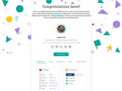 Talent Card | Digital CV | Talent Deck congratulations cv profile resume talent card