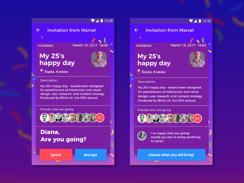 Event App / invitation by Barbara Jura on Dribbble