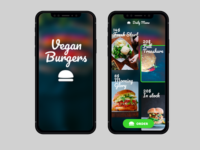 Vegan burgers - order adobexd dailyui design iphone ui uiux ux