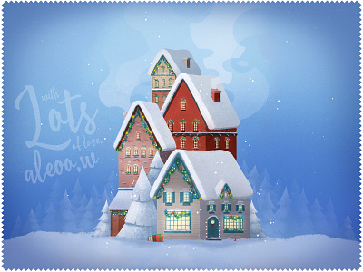 Happy New Year 2020 christmas happy happy new year houses illustration merry christmas new year snow village winter