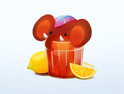 ElephanTea animal character cup drink elephant illustration tea