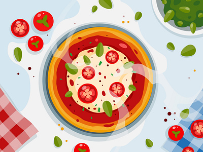 pizza time cooking food illustration pizza