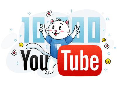 YouTube Cat - progress cat character commercial like pixel smile white youtube