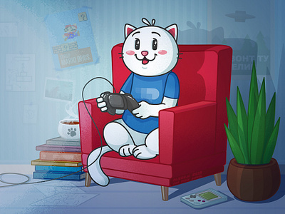 Gamer Pix cat character game gamer games geek room