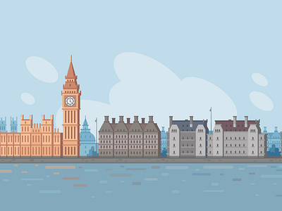 London big ben city england illustraion london river sky urban