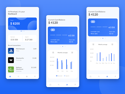 Money Monitor App 2020 app blue charts color concept design designer finance fintech fintech app minimal money money app productdesign ui ui ux ui design ux ux design
