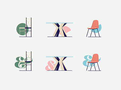 Furniture branding illustrations branding chair decor furniture graphic illustration interior table vector