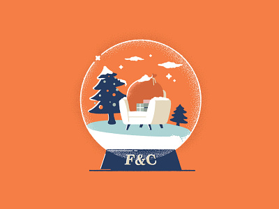 Christmas in a snow globe branding card celebration christmas design festive furniture graphic illustration vector