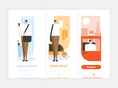 Ride App - Getting Started app application illustration ride taxi ui ux vector