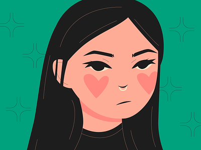 😒 angry blush character face flat girl illustration mad portrait unamused woman