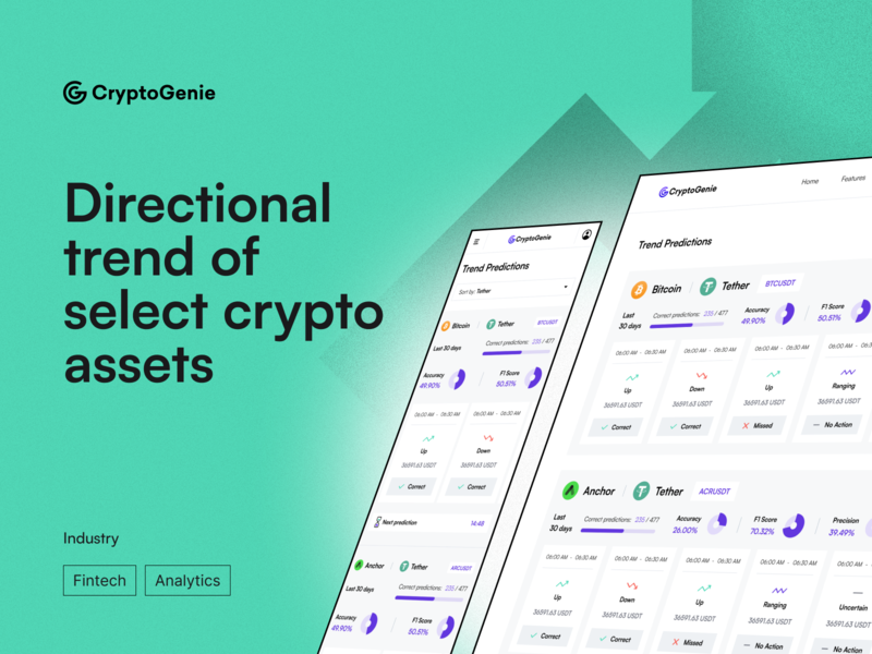 Tool for predicting the relevant trends of various crypto assets ai artificail intelligence bitcoin blockchain branding coin crypto crypto wallet ethereum finance illustration logo mobile nft prediction product tranding ui ux web