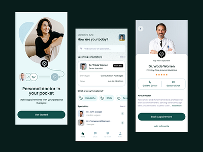 Healthcare app: visual design, mobile interface