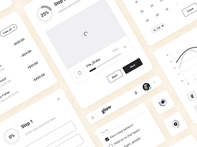 Glow Design System components concept design design system interface layout mobile app prototype system ui ui design ux visual web design wireframe