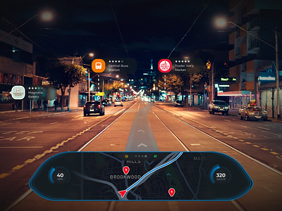 AR Navigation Interface for Cars - Concept android app augmented reality automotive automotive industry car car interface concept dark design directions interaction interface ios navigation places ui ux