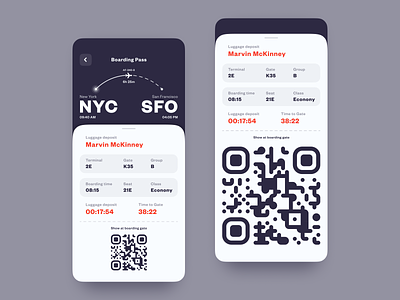 Mobile Boarding Pass android app boarding boardingpass booking dark design flight flight booking interaction interface ios mobile pass ui ux