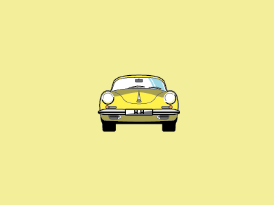 lil yellow 356 car illustration porsche yellow